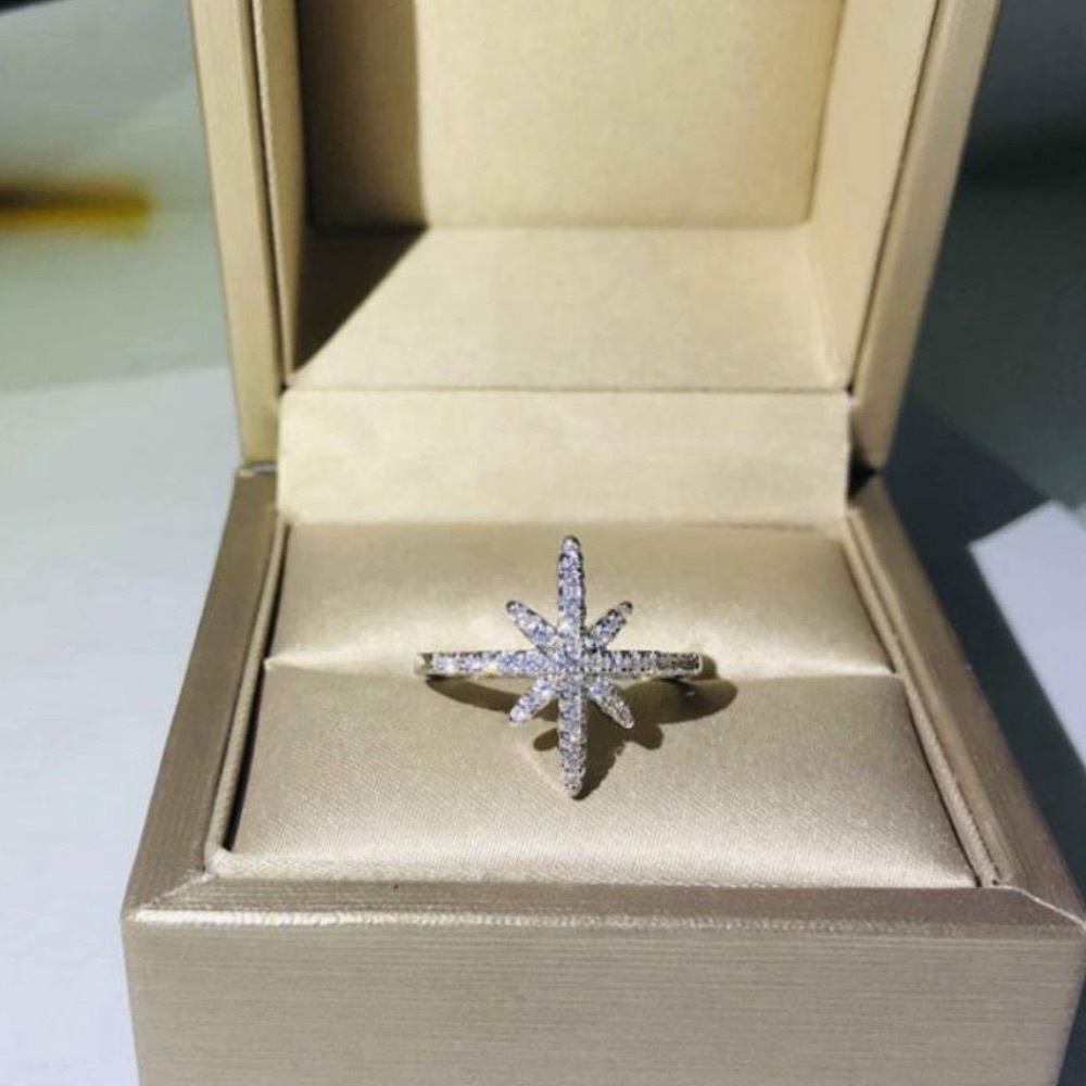 NEW 18K White Gold Diamond Shooting Star Ring - Picture 6 of 7
